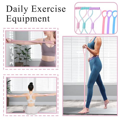 2 Pack Figure 8 Resistance Band, Workout Stretch Bands for Exercise, Arm Back Shoulder Fitness Elastic Rope Equipment for Yoga Pilates Physical Therapy Stretching Training - color: 6Pcs