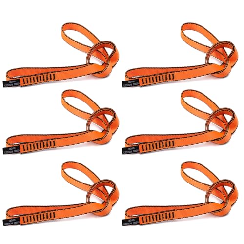 18MM Nylon Climbing Sling Runner 23KN CE2008/EN566 Strong Webbing Straps for Rock Climbing,Mountaineering, Rappelling, Swing, Yoga Hammock etc - color: Orange, size: 60cm/ 24inch |Pack of 6