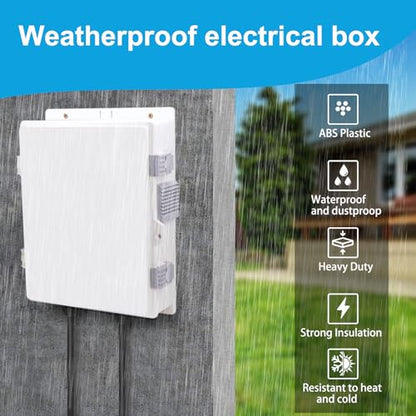 Electrical Junction Box, Outdoor Water Resistant Nema Enclosure, Ventilated ABS Plastic WiFi Project Box with Internal Mounting Panel & Hinged Cover 13" Lx 9.2" Wx 3.7" H - size: 13"L x 9.2"W x 3.7"H