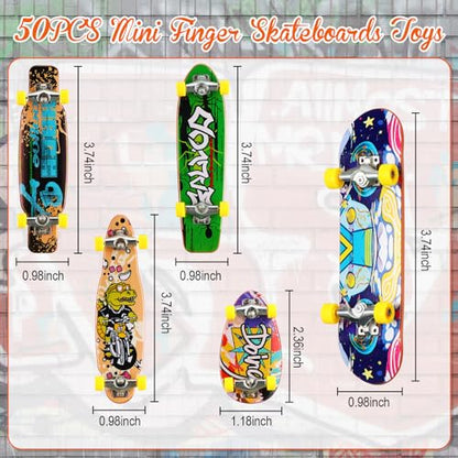 Hiboom 50 Pack Fingerboard Skateboards Professional Finger Boards Collectible Mini Skateboards Creative Fingertips Movement Gifts Finger Sports Party Favors for Adults, Random Style