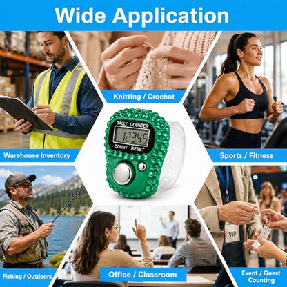 Amble Clicker Counter with Rhinestone, 5-Digit Tally Counter Clicker, Clickers for Lap, Pitch, Golf, Knitting, People Counting, Tasbih, Ideal Gift - style: 12 Pack-Clicker Counter with Rhinestone