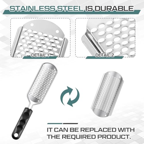 Moxweyeni 14 Pack Colossal Foot File Pedicure Tools Sets with 2 Styles Large and Small Hole Replacement Callus Remover Blades, Stainless Steel Detachable Pedicure Foot Rasp for Dead Skin Remover - color: Silver