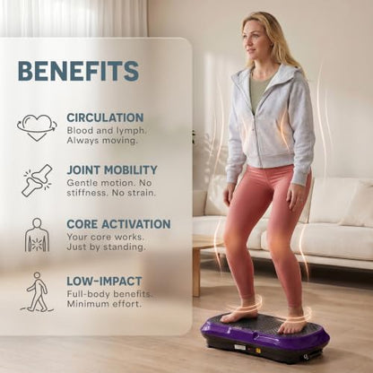 Lifepro Waver Vibration Plate Exercise Machine with 99 Speeds & 10 Presets | Resistance Bands, Non-Slip Surface, 330 lbs Capacity — Vibration Plate for Lymphatic Drainage, Body Toning, Full-Body Workout - color: Purple
