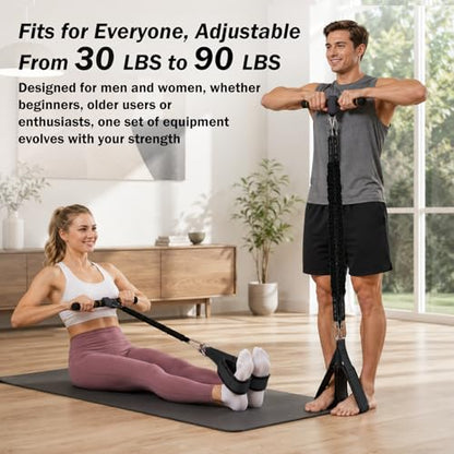 Resistance Bands with Handles, 6-Tube Elastic Pedal Resistance Band for Working Out, Durable Natural Rubber Exercise Bands, Multifunction Exercise Equipment for Abdomen, Waist, Arm, Leg Stretching - color: Upgraded-Black