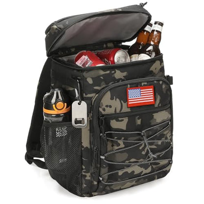 25L Insulated Cooler Backpack Water-Resistant Molle Cooler Bag for Camping | 25L Large Capacity Tactical Cooler Backpack Bag with Compartment Insulation Water-Resistant & Leakproof Durable & Comfortable - color: Black Camo