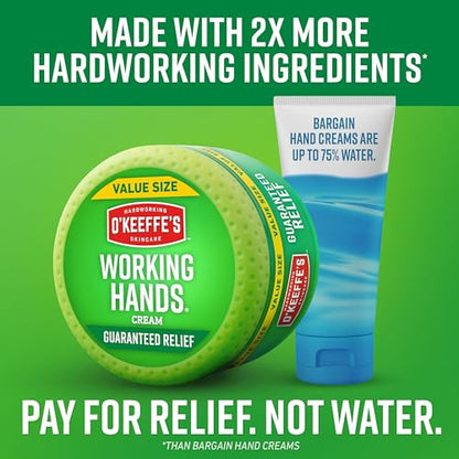 O'Keeffe's Working Hands Hand Cream for Extreme Dryness - 6.8 oz Value Size Jar (1 Pack) - Repairing Skincare for Cracked, Dry Hands - size: 6.8 Ounce Jar, style: 1 Pack