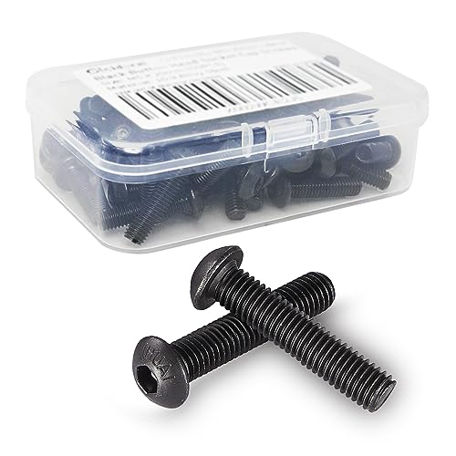 M3-0.5 x 40mm Button Head Socket Cap Bolts Screws, 10.9 Grade Alloy Steel, Black Oxide Finish, Machine Thread, Allen Socket Drive, Quantity 50