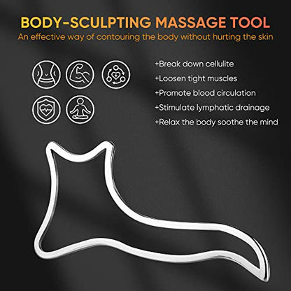 ONUEMP Ice Gua Sha Muscle Scraper, Stainless Steel Massage Therapy Tools - Body Sculpting, Maderoterapia Kit Colombiana for Lymphatic Drainage, Anti Cellulite, Deep Tissue - size: Board