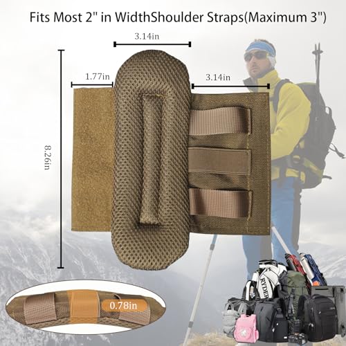 2 Pack Soft Breathable Shoulder Strap Pad guitar strap pad Tactical Vest Shoulder Pad,Mesh Pads with Tactical Gear - color: Khaki