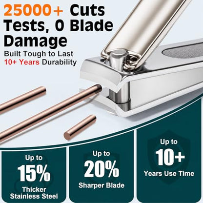 Nail Clippers Set, Fingernail and Toenail Clipper Cutters Kit | Ultra Sharp All-IN-ONE Kit: 15% Thicker Premium Sturdy Podiatrist Toe Nail Care Tools. Perfect Grooming Gifts with Case - color: Satin Silver, size: 3-Pack