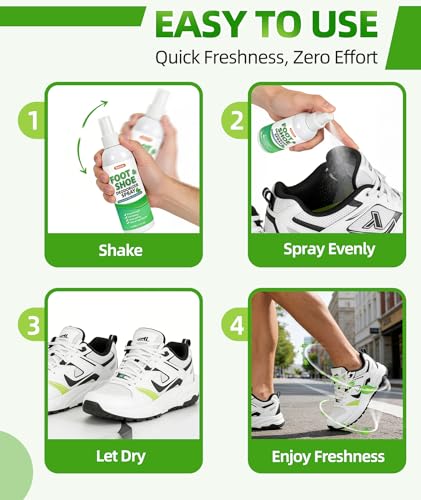 Shoe Deodorizer Spray, 5 fl. oz (2 Pack) Foot & Shoe Odor Eliminator | Powerful, Fast-Acting, Long-Lasting Foot Spray for Smelly Feet, Shoe Freshener Spray for Shoes, Gym Bags, Helmets - size: 10 Fl Oz (Pack of 1)