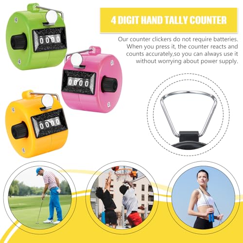 TOODOO 6 Pack Hand Tally Counter 4 Digit Mechanical Palm Clicker Plastic Hand Held Counter Clicker with Metal Finger Ring for School Golf Sports Events Office Stadium - color: Candy Color