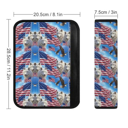 Soft Padded Seat Belt Cover for Girls and Boys, Stroller Pushchair High Chair, 2 Piece Wolves Eagles Wolf American Flag Shoulder Protector Anti-Slip Pad - color: Pattern 778