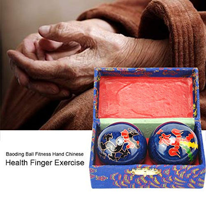 2 Pcs Baoding Balls, Chinese Health Exercise Stress Balls, Meditation Massage Handball with Box, Hand Exercise Ball for Hand Remedy and Stress Relief(Color:Blue Taiji) - color: Blue Taiji