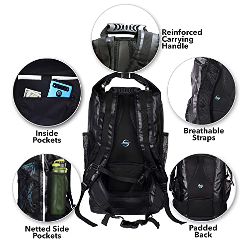 Platinum Sun Dry Bag Backpack Waterproof 40L Heavy Duty Roll-Top beach bag with Compartment for Dirty Stuff for Travel, Hiking, Boating