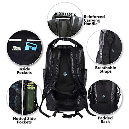 Platinum Sun Dry Bag Backpack Waterproof 40L Heavy Duty Roll-Top beach bag with Compartment for Dirty Stuff for Travel, Hiking, Boating