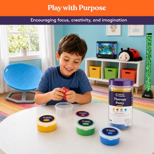 Special Supplies Therapy Putty for Kids and Adults - Resistive Hand Exercise Stress Relief Therapy Putty Kit, Set of 4 Strengths, Three Ounces of Each Putty - color: Primary Colors