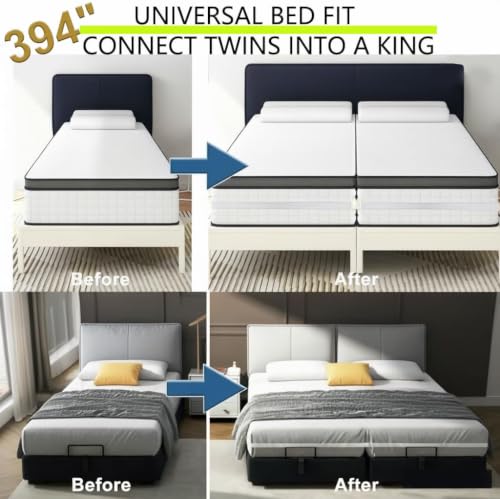 Locking Mattress Straps: Hold Mattress Together, Fits Twin XL to King | Locking Buckle, Durable Webbing, Non-Slip Texture, 10-Second Setup, Fits Twin to King Mattress, Use for Home Rental Dorm