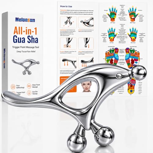 Melonsun Trigger Point Massage Tool for Pain Relief, Deep Tissue Massage & Gua Sha, Fascia Release Muscle Scraper Acupressure Tool for TMJ Relief, Muscle Recovery, Full-Body Massage & Therapists