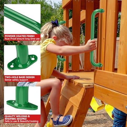 17.3 Inch Playground Handles Monkey Bars Indoor | Metal Grab Handle Hand Grips for Treehouse (Green, 6 Pack) - color: Green