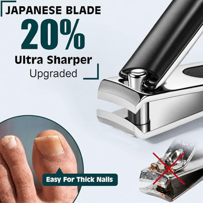 Nail Clippers Set, Fingernail and Toenail Clipper Cutters Kit | Ultra Sharp All-IN-ONE Kit: 15% Thicker Premium Sturdy Podiatrist Toe Nail Care Tools. Perfect Grooming Gifts with Case - color: Black, size: 3-Pack