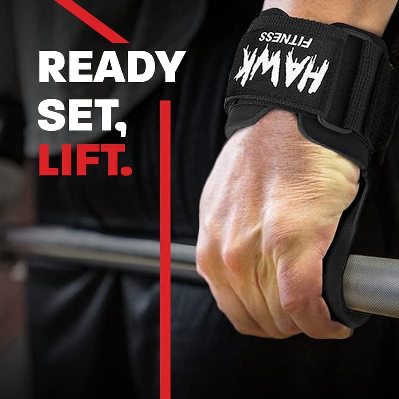 Hawk Sports Weightlifting Hooks with Wrist Straps & Ankle Strap Pair for Safely Weightlifting - Strengthen Your Grip and Lift Heavier Weights at Full Power