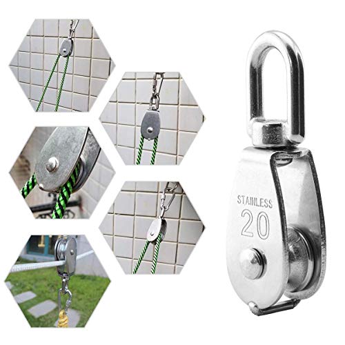 10 Pcs M20 Single Pulley, Stainless Steel Wire Rope Crane Pulley Block | M20 Lifting Crane Swivel Hook Single Pulley Block Hanging Wire Towing Wheel - style: 10 Pack M20 Single