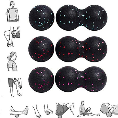 EMUKOEP Peanut Massage Ball Fascia Ball Set Training Deep Tissue Massage Ball Kit Lacrosse Ball Muscle Roller for Acupressure Plantar Fasciitis Reflexology Massage (Black,Blue)