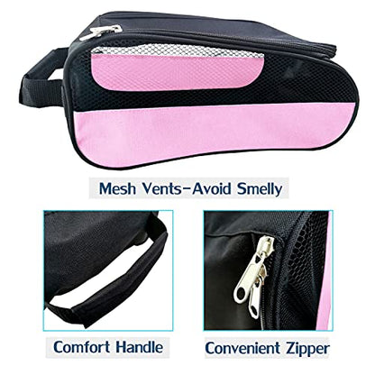 Golf Shoe Bag, Golf Shoes Bags Men/Women Outdoor Zippered Carrier Bags with Ventilation Sport Shoes Bag Travel Shoe Bags (Light Pink) - color: Light Pink