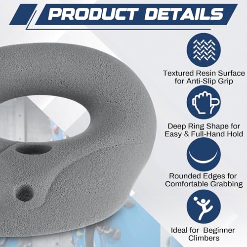 Lewtemi Large Rock Wall Climbing Holds Climbing Wall Grips with Screw-On Ring Jug and Mounting Hardware for Beginner Rock Climbers Indoor & Outdoor Training Grip(1 Pcs)