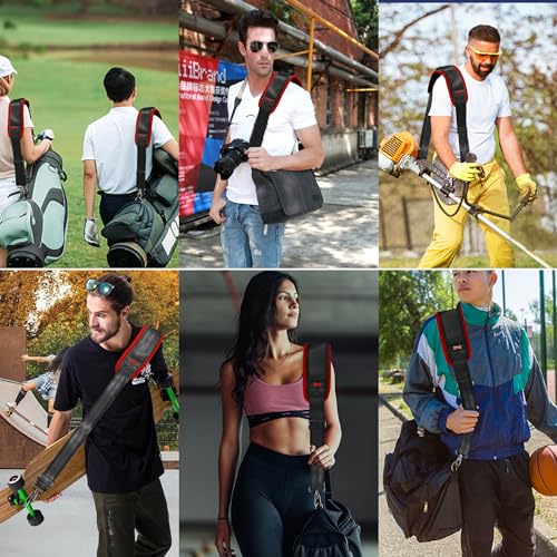 ZINZ 75" Shoulder Strap with Fixed Pad and Dual Balanced Buckles，Black-Red Edge - color: Black-red Edge