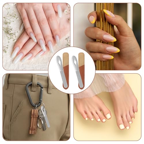2 Pack Small Metal Nail File 3.5 in Mini Stainless Steel Manicure Filer Double Sided Fingernail Files with Anti-Slip Handle and Leather Case Travel Nail Filer for Men and Women, Silver