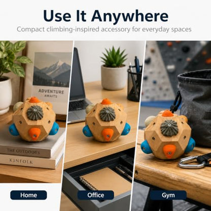 Climber's Gift Wooden Boulder Block Grip Trainer with 12 Resin Holds | Customizable Hold Layout, Portable & Handheld, Includes Canvas Bag, Mini Boulder Keychain, Screws & Tools Included