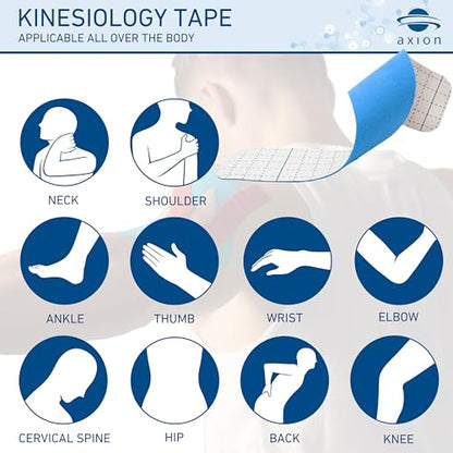 axion Kinesiology Tapes PRECUT Blue Beige | 50 Pre-Cut Sport Tape Strips 10x2 in | Waterproof • Skin-Friendly • Elastic | Kinesiology Tapes Ideal for Sports - color: 09) 50 Strips Beige/Blue