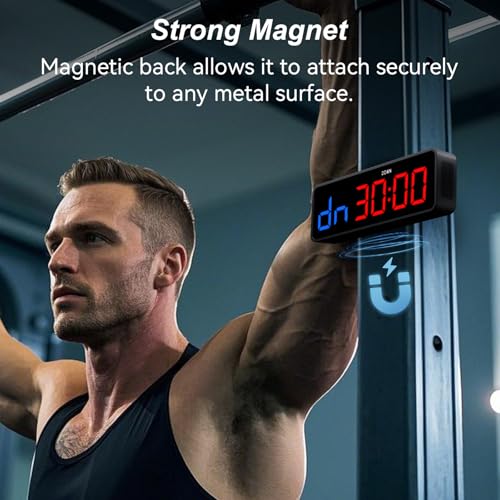 Acedeck Portable Gym Timer Clock: Fitness Digital Clock with Strong Magnet - Remote Control for Fitness Enthusiasts - Powerful Battery for Home Gym Garage Boxing - color: Black