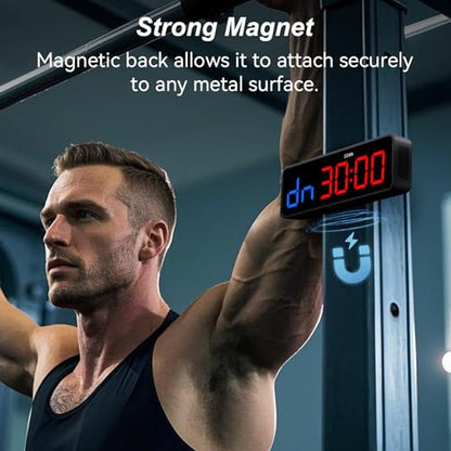 Acedeck Portable Gym Timer Clock: Fitness Digital Clock with Strong Magnet - Remote Control for Fitness Enthusiasts - Powerful Battery for Home Gym Garage Boxing - color: Black