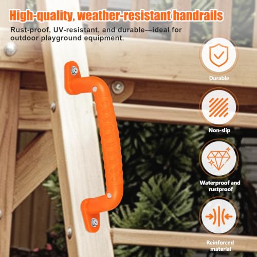 4 Safety Playground Handles Luminous, Swing Set Kids Safety Hand Grips for Playset, Climbing Frame, Play House, Playroom Ladder &Handles, Bunk Bed Handles (Orange) - color: Orange