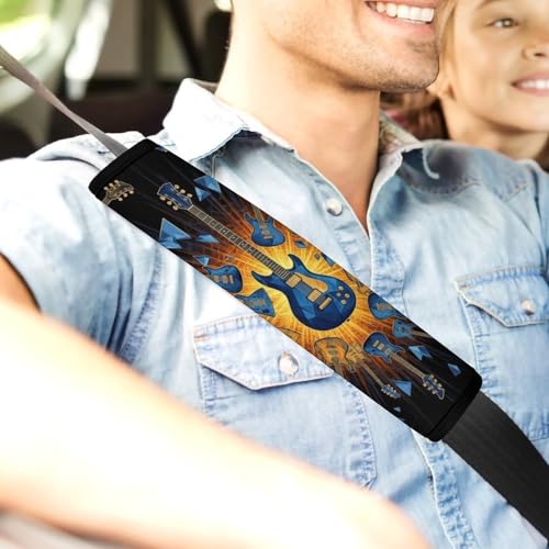 2 Pack Music Guitar Art Car Seat Belt Pad Soft Padded Harness Pads Strap for Child, Car Seats Pushchair Strollers High Chair Pushchair, Anti-Slip Pad - color: Pattern 894