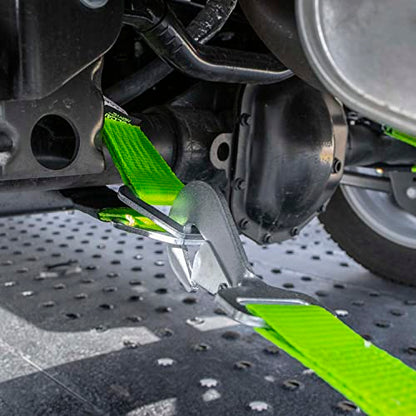VULCAN Car Tie Down Axle Strap with Wear Pad - 2 Inch x 22 Inch - 4 Pack - High-Viz - 3,300 Pound Safe Working Load - size: 2" x 22" Hi Viz Green (4 Pack)