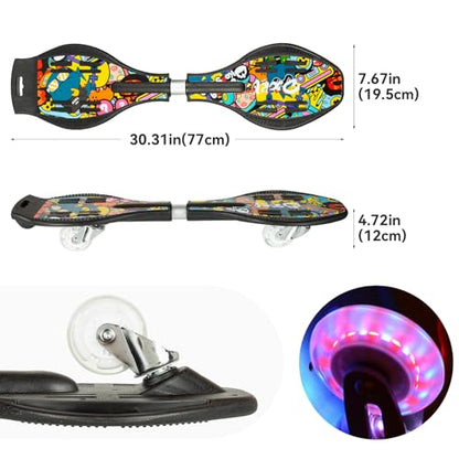 Simcat Caster Board, Skateboard with 360-degree Casters and Illuminating Wheels, Lightweight Durable Twistboard for Kids, Teenagers and Adults - color: 3