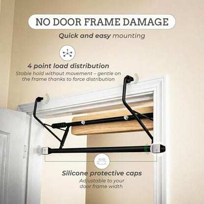 Doorway Hangboard Pull-Up Bar for Fingerboard, Rock Climbing, and Bouldering Training, No Drilling Required, Grip Strenth Training at Home