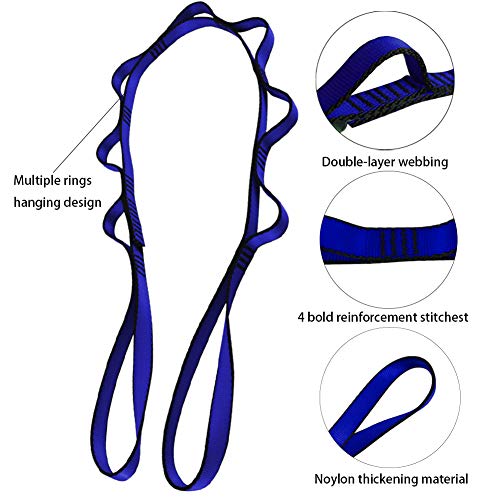 2Pcs Daisy Chain Rope High Strength Nylon Loops Adjustable Yoga Pilates Rope Swing Extension Straps Strong Daisy Chains (Blue)
