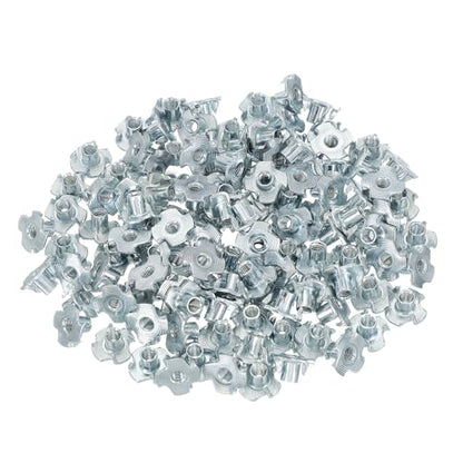 PATIKIL M4 T-Nuts, 100 Pcs Zinc Plated Steel 4-Pronged Tee Blind Nut 6 mm Length Four-jaw t Nuts Threaded Inserts Hardware for Wood Furniture Cabinetry Rock Climbing Holds - size: 6 mm