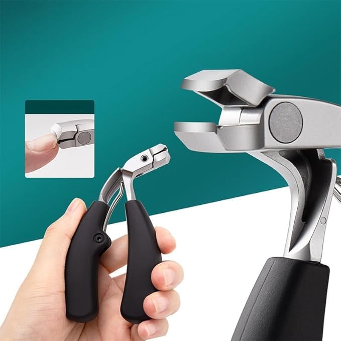 Professional Wide Jaw Nail Clippers for Thick Nails – Heavy Duty Stainless Steel Fingernail & Toenail Cutter with Long Handle, Anti-Splash Design, Ergonomic Grip for Seniors, Men & Women