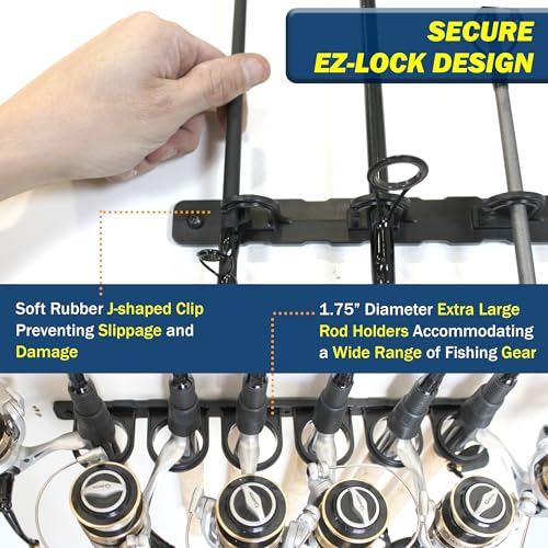 Rush Creek Creations Set of 3 Adaptable 6, 12, 18, or 24-Rod Horizontal Wall-Mount Fishing Pole Holders, Ceiling or Wall Fishing Rod Racks for Garage, Fits Most 0.12" to 0.75" Diameter Rods - size: Three Pack