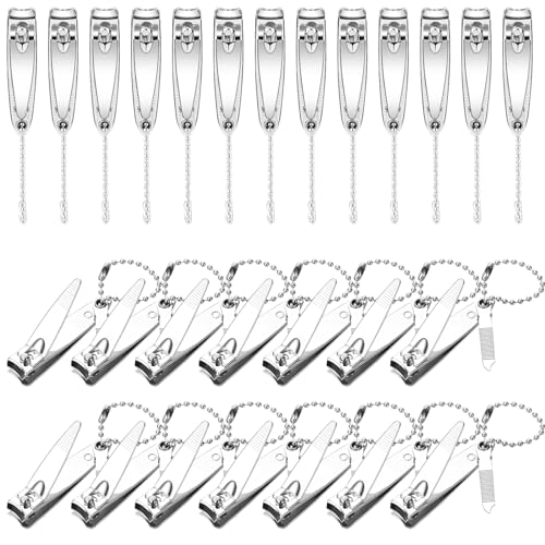 Mudder 28 Pcs Fingernail Nail Clippers Bulk Stainless Steel Toenail Clippers Thick Portable Travel Manicure Kit for Men and Women(Multifunctional Style) - style: Multifunctional Style