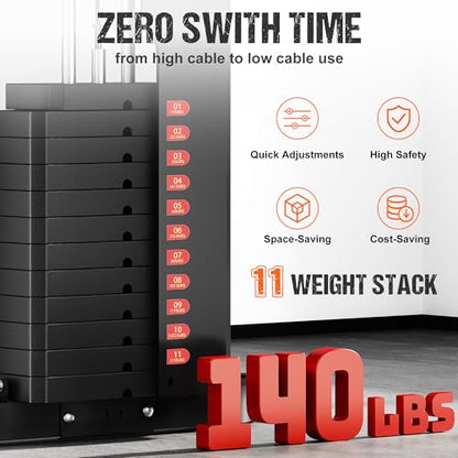 Home Gym, M1 Workout Station with 140LBS Weight Stack, Multifunctional Home Gym Equipment with Pulley System for Full Body Strength Training - style: M1 Pro