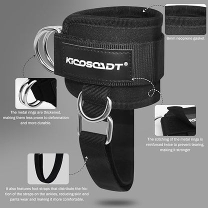 Ankle Straps for Cable Machine Women, 2 Pack Padded Ankle Cuffs with Under-Shoe Support Strap, Cable Kickback Straps for Glute Workouts, Leg Extensions & Hip Abductors