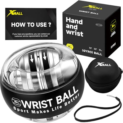 XMALL Torque Ball Hand Exerciser, Grip Strength Trainer, Auto-Start, Forearm Strengthener, Hand Strengthening Devices, Wrist Power Gyro Ball, Wrist Strengthener, Finger Exerciser - color: Transparent