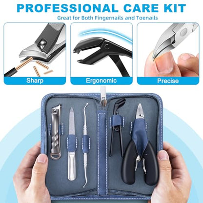 2026 Toenail Clippers for Thick Toenails for Seniors Angled Head | Large Toe Nail Clippers Set for Men, Long Handle Heavy Duty Ingrown Toenail Clippers, Ultra Sharp Slanted Finger Nails Cutter - style: 5PCS Toenail Clippers